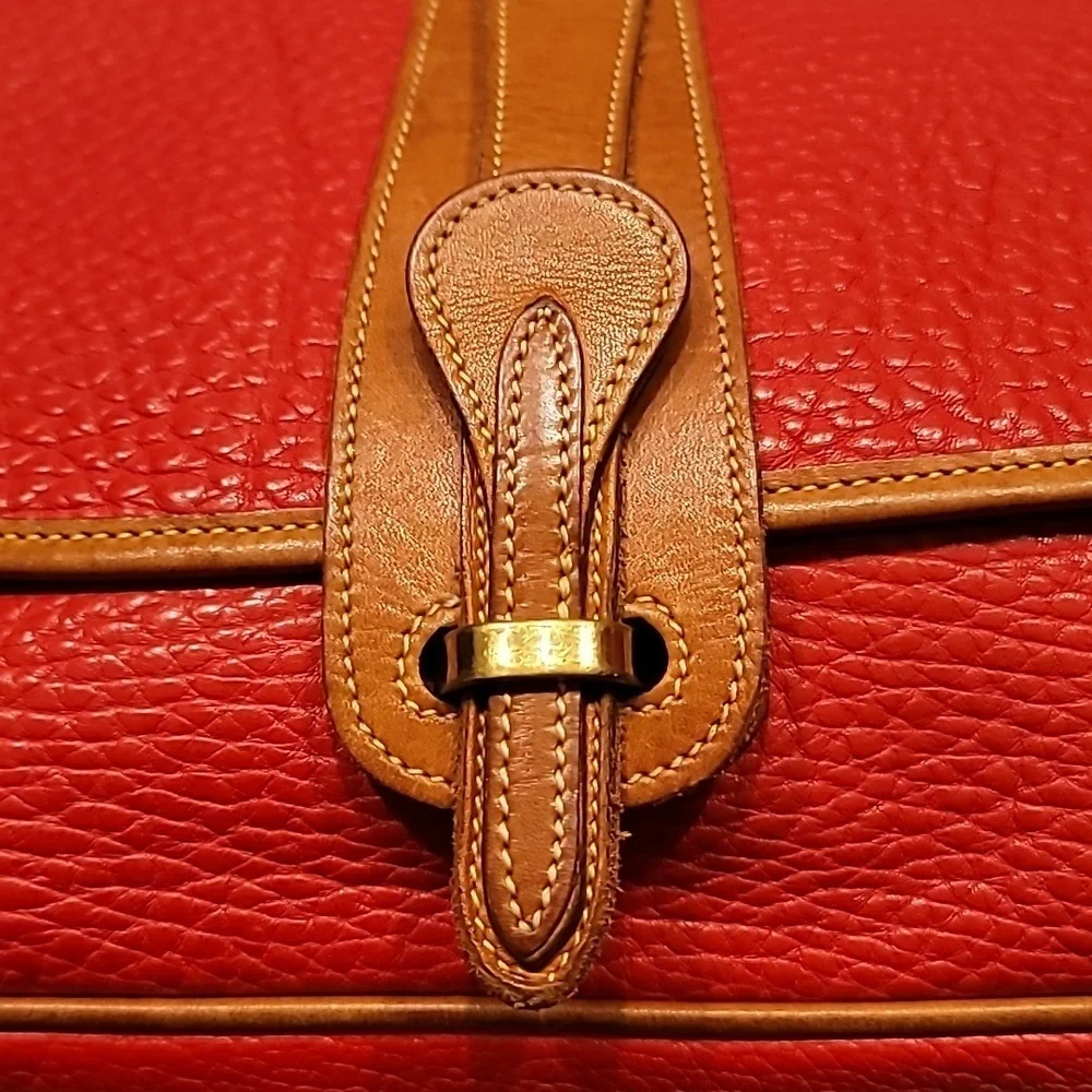 0463. EUC ~ Dooney and Bourke ~ Red Leather Equestrian Over Under Shoulder Bag ~ - Picture 2 of 14
